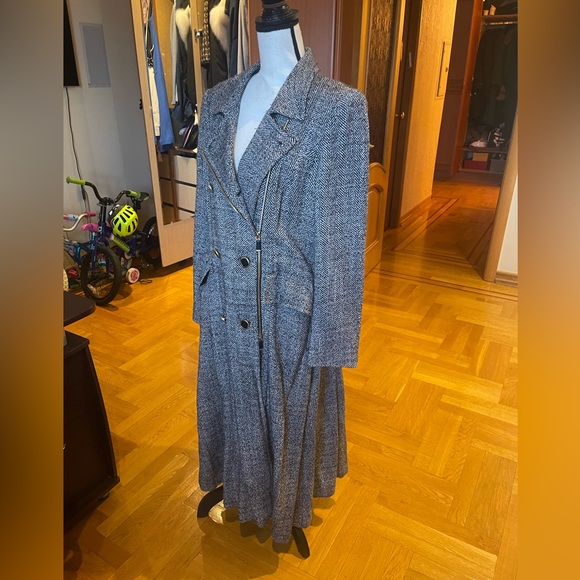 Escada trench maxi long double breasted wool tweed coat Sz 40 USA 12-14 - Picture 13 of 15